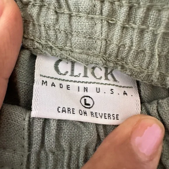 NWT Click Sage Green Linen Elastic Waist Pullon Pants Lagenlook Boho Size Large - Picture 8 of 9